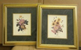(2) Framed and Double Matted Floral Prints