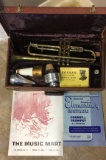 Vintage Brass Trumpet with Carrying Case & Sheet