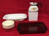 (2) Pyrex Baking Dishes, Pyrex Canister,