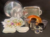 Assorted Plastic Serving Trays, Cups, Glass