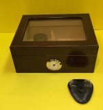 Wooden Glass Top Cigar Humidor with Hygrometer,