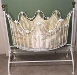 White Corsican Iron Baby Cradle/Bassinet/Rocker