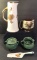 Assorted Glassware: Sadler Green and Gold Milk