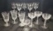 Assorted Etched Crystal Stemware: (5) 7.75