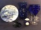 Oriental Plate; Dark Blue Candle Holder with