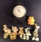 Decorative Clock and Assorted Figurines (13)