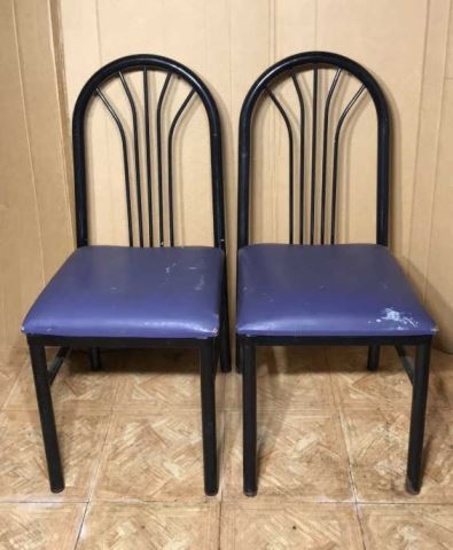 (2) Metal and Upholstered Dining Chairs