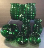 Assorted Vintage Green Vases:  Set of 2 - 7 in.