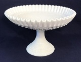 Vintage Fenton Milk Glass Ruffled Hobnail Footed