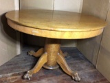 Antique Oak Dining Table with Pedestal Base and