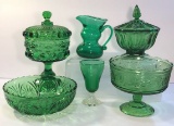 Assorted Vintage Green Glassware (6)