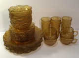 Set of 24 Brockway American Concord Amber Glass: