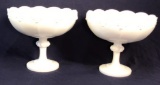 Pair of Vintage Indiana White Milk Glass