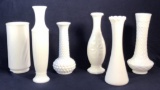 (6) Assorted Milk Glass Bud Vases