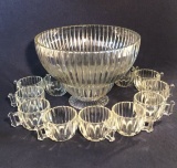 Jeannette Glass National Ribbed Punch Bowl with