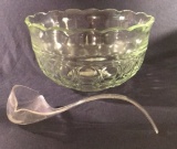 Light Green Scalloped Edge Punch Bowl with Clear