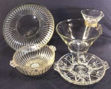 Assorted Vintage Glassware: Ribbed Tray