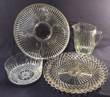 Assorted Glassware: 14 7/8 in. Ribbed Serving