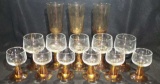 Amber/Clear Stemware: (3) 7.75