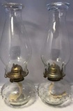Set of 2 Vintage Clear Oil Lamps