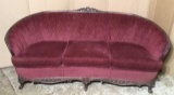 Depression Era Upholstered Davenport with Carved