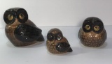 Vintage Set of 3 OMC Japan Otagiri Owl Figurines