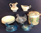 Crown Potteries Small Pitcher, Gravy Boat, and