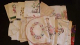 Assorted Embroidered Tea Towels, Runners, Etc