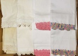 (4) Pairs of Crochet Edge Pillow Cases, etc