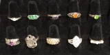 Assorted Size 8 Sterling Rings: Band with