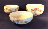 (3) Vintage Hall’s Orange Poppy Bowls: 8 11/16