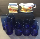 Ceramic Napkin Holder and Gravy Boat with