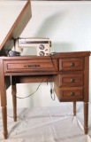 Kenmore Sewing Machine in Wooden 4 Drawer Cabinet