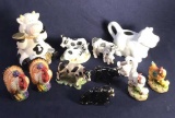 (11) Assorted Animals: Ceramic Cow Bank; Cows