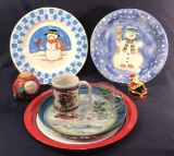 Assorted Christmas Plates (Snowman with Red Bird