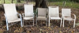 Set of 5 Outdoor Chairs, (2 have torn seats)