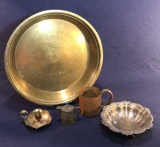 Assorted Brass and Copper Ware: Round  Brass