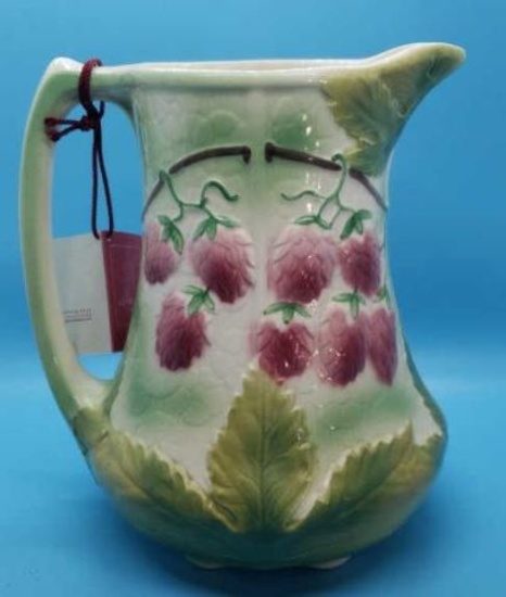 Vintage Majolica Pitcher- St Clement, France 8"