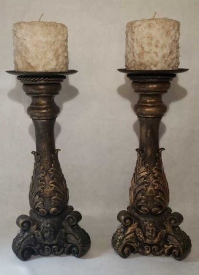 Pair of 16" Candlesticks w/Cake Candles