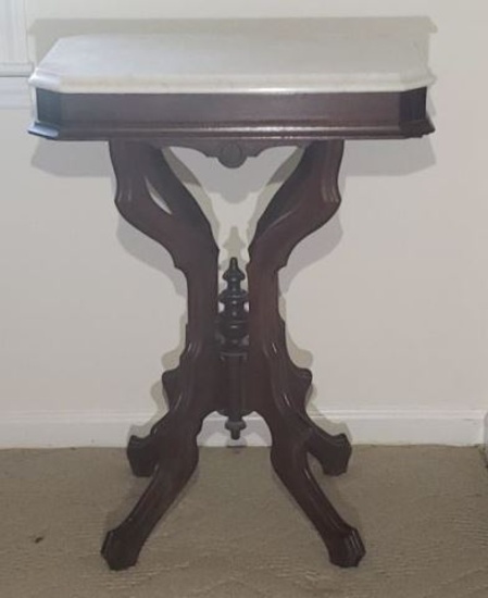 Antique Victorian Marble Top Parlor Table  21.5" x 14.5" 28"