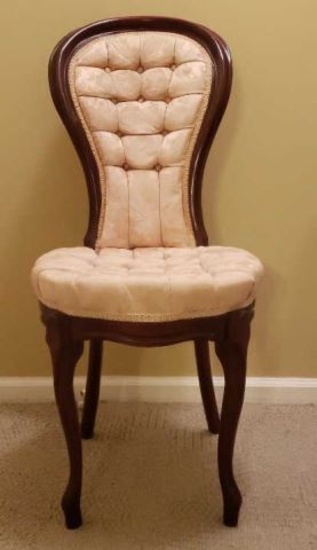Vintage Side Chair with Tufted Seat and Back
