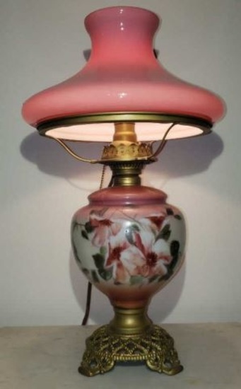 Converted Gone With The Wind Style Lamp 20" Tall