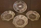 Assorted Glass Serving Dishes w/Embossed Fruit