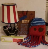 Pirate Themed Bedroom Accessories; Lamp, Pillow,