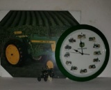 Assorted John Deere Accessories: Picture, Clock,