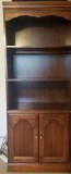 Lighted Wood Shelf Unit w/2 Doors and Adjustable