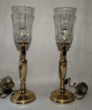 Pair of Brass/Crystal Torchiere Lamps 17.5