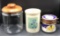 (3) Decorative Canisters: Glass Jar with Teakwood