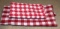 (2) Red and White Checkered Table Cloths - (1)