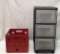 Red Dairyco Plastic Crate and 3 Drawer Plastic